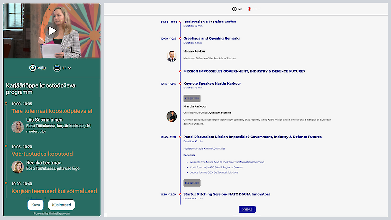 Kohapeal toimuva s&uuml;ndmuse režiim K&otilde;ik meie funktsioonid on kohapealses režiimis t&auml;ielikult t&ouml;&ouml;korras, v&auml;lja arvatud video voogedastus. Otse&uuml;ritustel osalejad saavad vaadata p&auml;evakava, suhelda esinejatega, esitades k&uuml;simusi, ja suhelda teiste osalejatega - see loob &uuml;htse kogemuse k&otilde;igis &uuml;rituste formaatides. ✓S aamatu kogemus kohapeal ja virtuaalselt osalevatele osalejatele