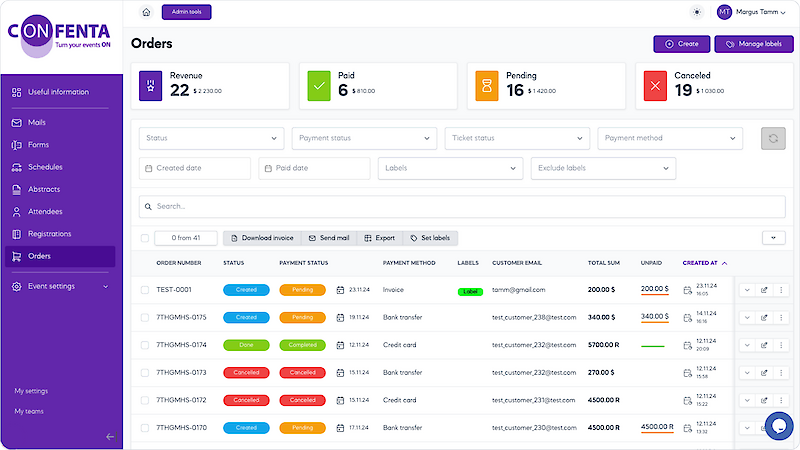 Centralized Data Management All your form responses in one powerful dashboard. Filter by registration types, attendees, dates, statuses, or even custom fields. Add internal notes, and export data to CSV or Excel whenever you need it. ✓ Data is accessible from any device, no sync needed